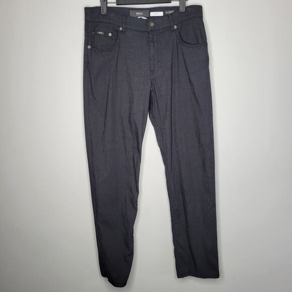 Brax Feel Good Pants Men 32x32 Cooper Regular Black Gyay Woven - Picture 1 of 10